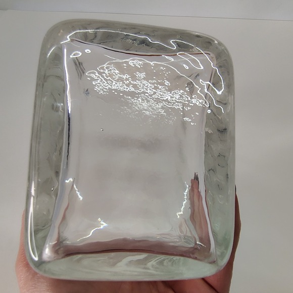 Rectangle Glass Vase MCM Modern Home Decor  Thick Heavy 5.5" Wavy - Picture 5 of 16